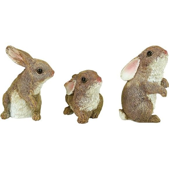 The Bunny Den Rabbits Indoor/Outdoor Garden Animal Statues,3Inches Wide,4 Inches - Picture 2 of 6